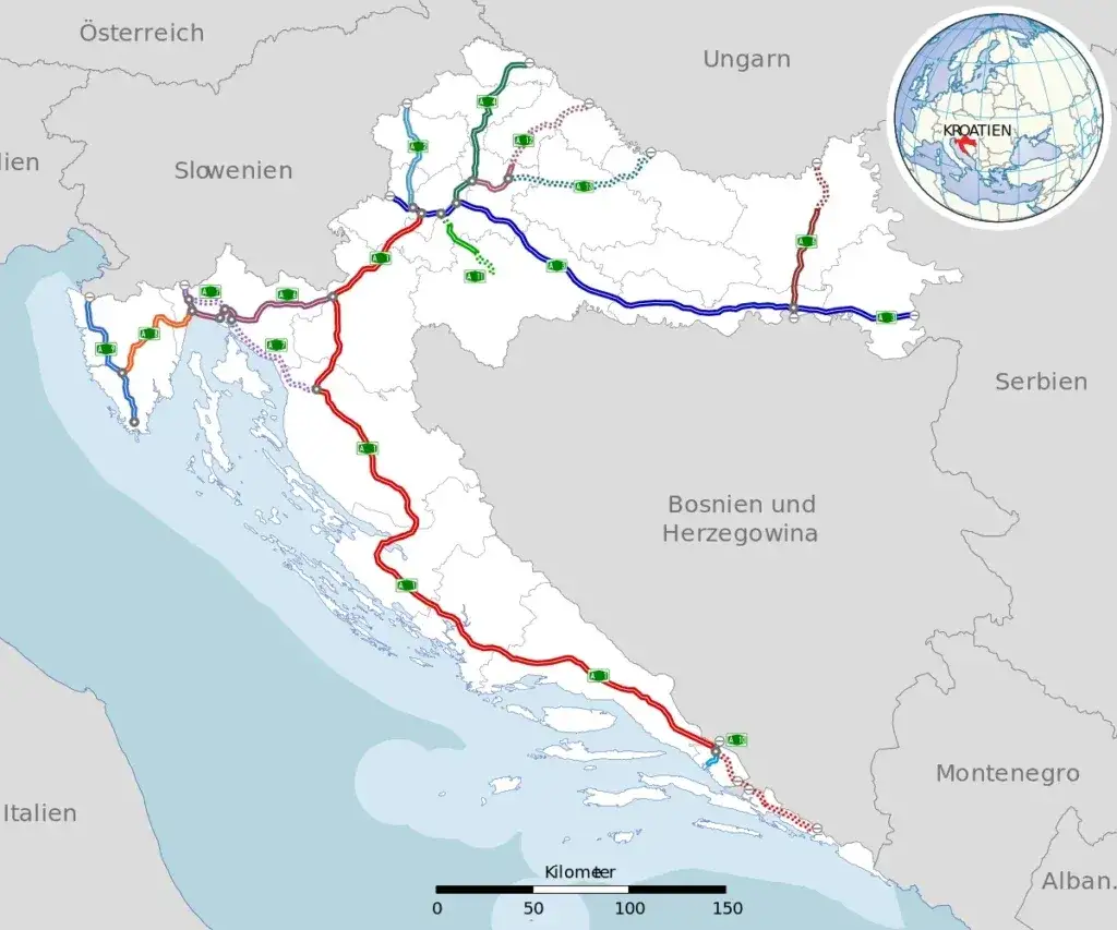 trasy samochodowe chorwacja mapa porównanie
